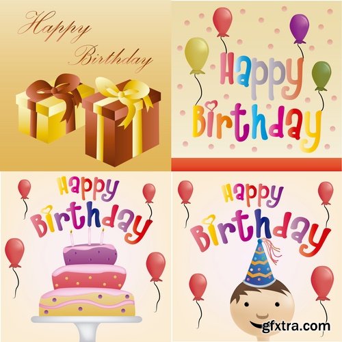 Collection of different vector image gift cards birthday celebration 25 Eps