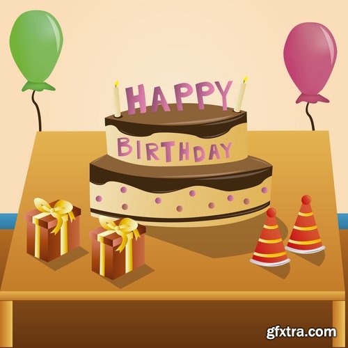 Collection of different vector image gift cards birthday celebration 25 Eps