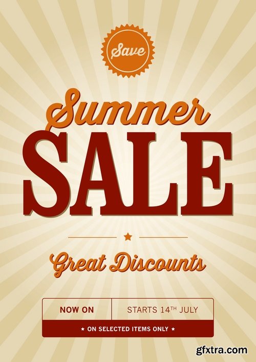 Collection of vector picture summer discount sticker label 25 Eps