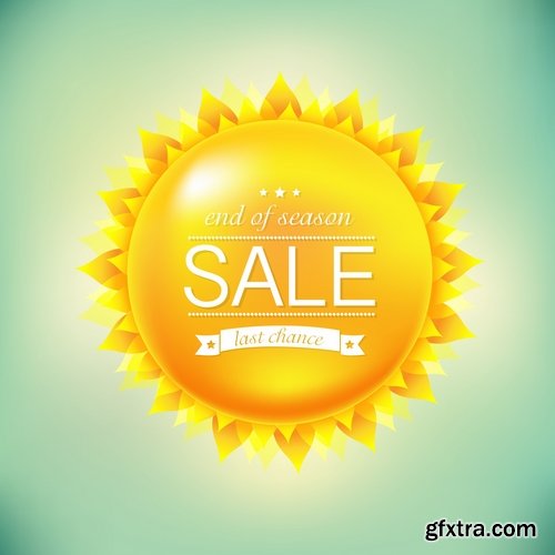 Collection of vector picture summer discount sticker label 25 Eps