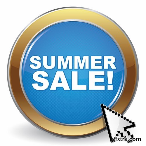 Collection of vector picture summer discount sticker label 25 Eps