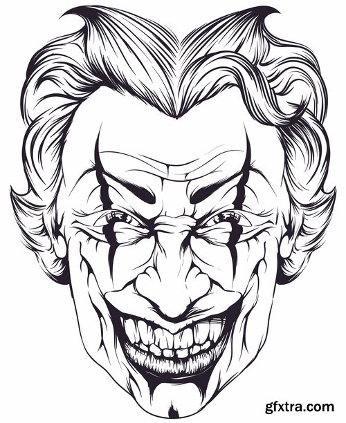 Collection of vector illustration image joker clown cap cartoon character 25 Eps