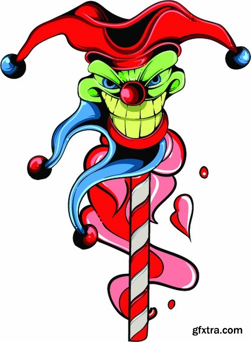 Collection of vector illustration image joker clown cap cartoon character 25 Eps