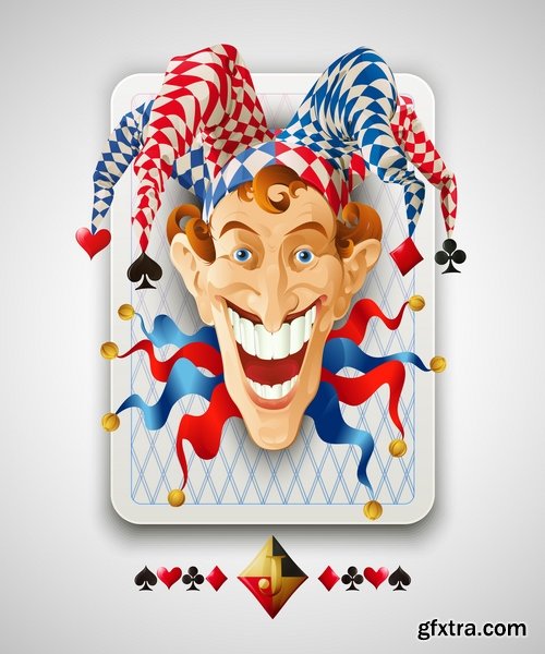 Collection of vector illustration image joker clown cap cartoon character 25 Eps