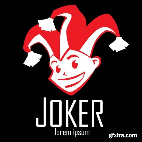 Collection of vector illustration image joker clown cap cartoon character 25 Eps