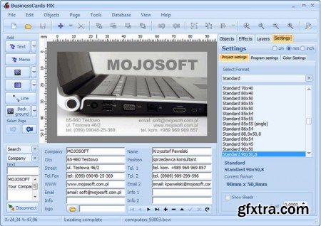 Mojosoft BusinessCards MX v4.94 DC 11.07.2015 Portable