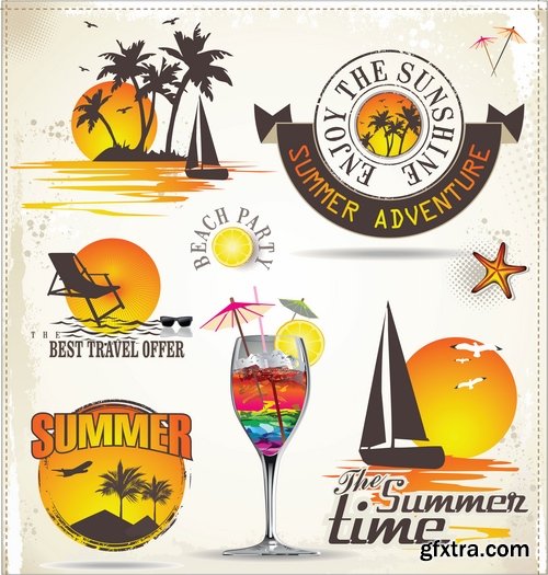 Collection of vector picture summer cocktail drink with straw glass of cool 25 Eps