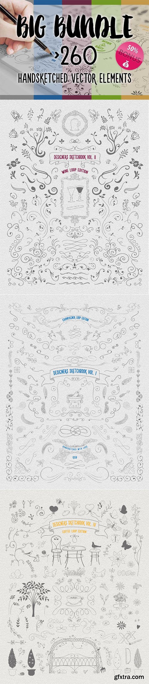 CM BIG BUNDLE 260 Handsketched Vectors 310929