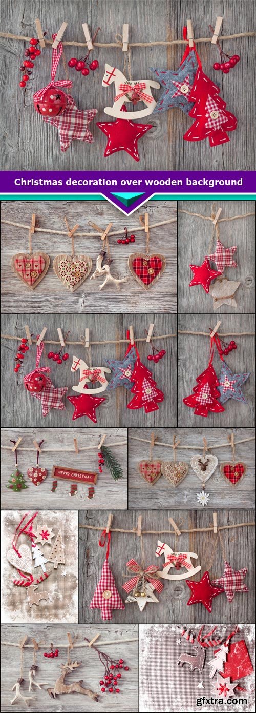 Christmas decoration over wooden background 10x JPEG