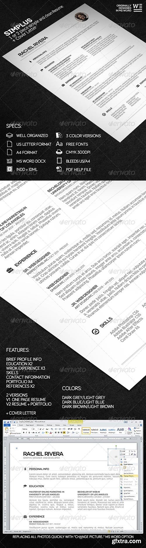 GraphicRiver - Simplus - 1 or 2 Piece Simple and Clean Resume