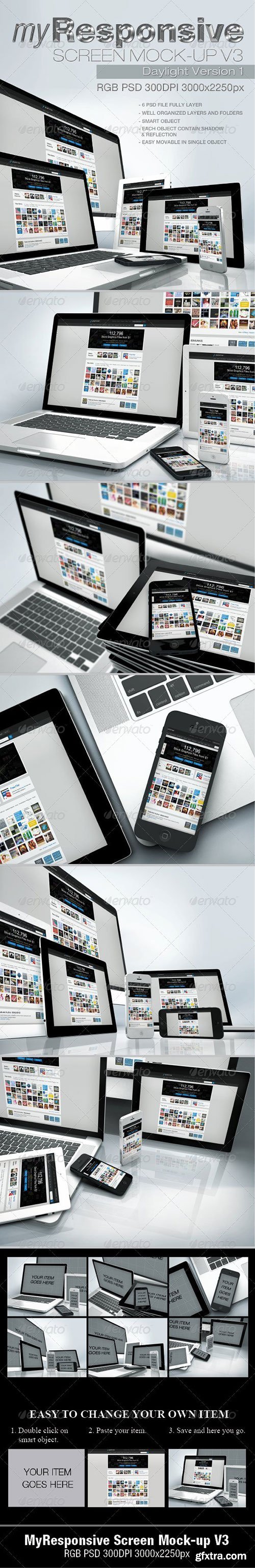 GraphicRiver - myResponsive Screen Mock-Ups v3