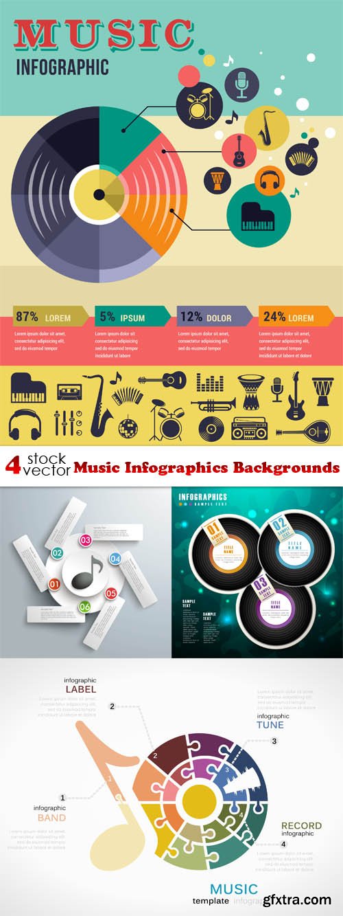 Vectors - Music Infographics Backgrounds