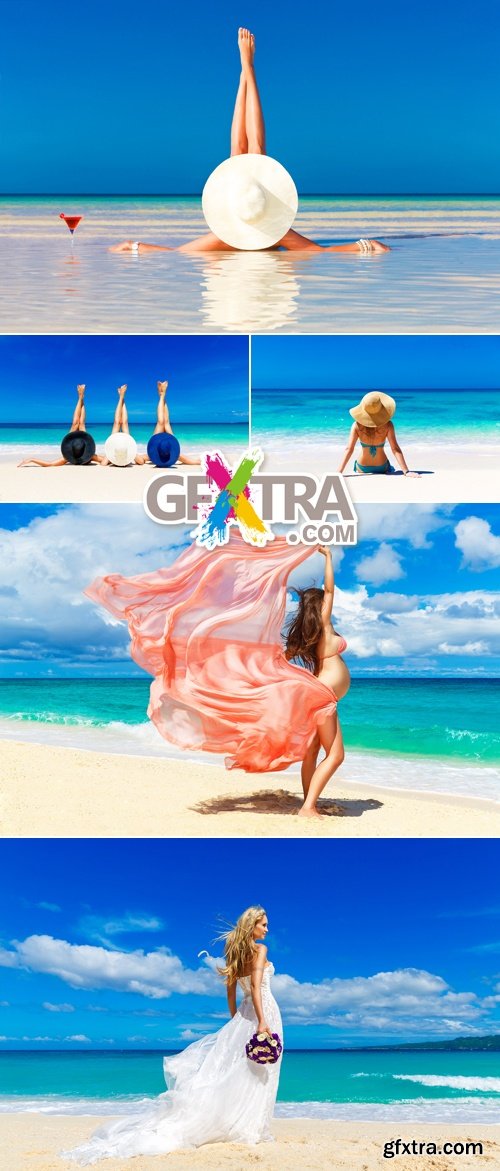 Stock Photo - Girls on the Beach