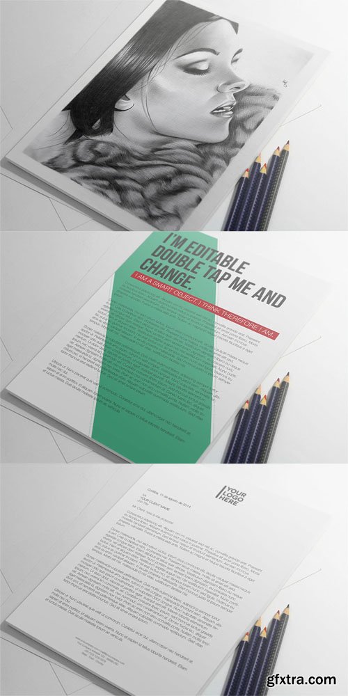 A4 Letter Presentation PSD Mock-Up Template