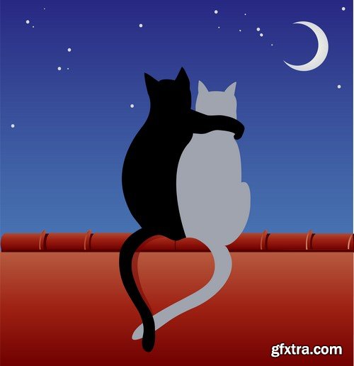 Cat and moon