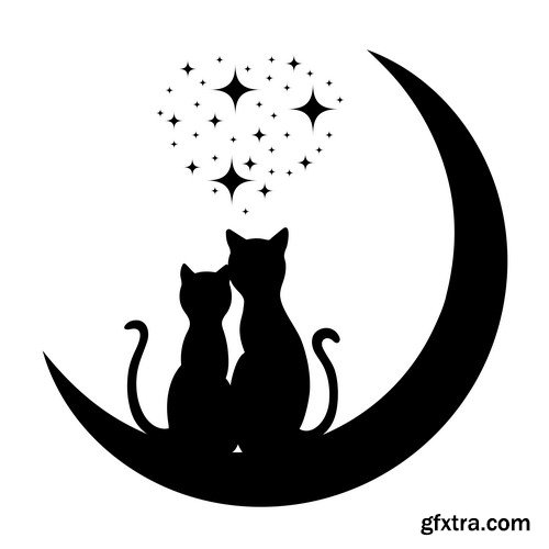 Cat and moon