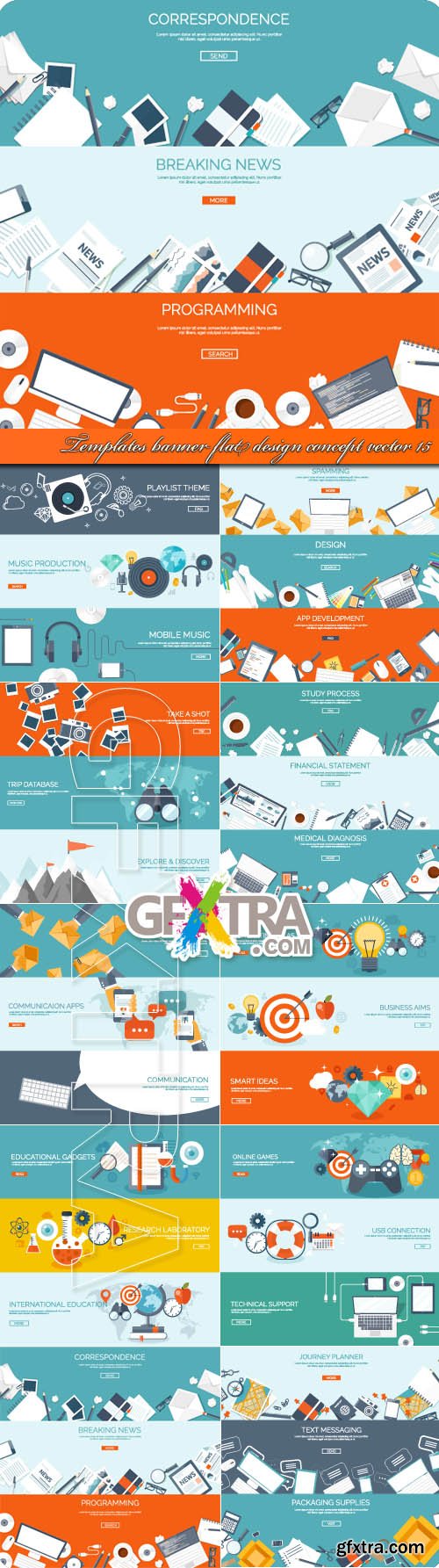 Templates banner flat design concept vector 15