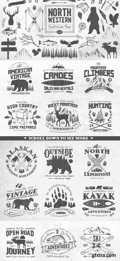 CM - North Western Font + Vectors BUNDLE 296545