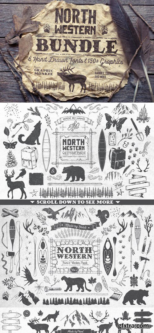 CM - North Western Font + Vectors BUNDLE 296545