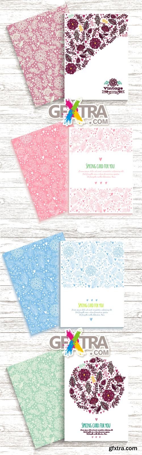 Spring Floral Cards Vector