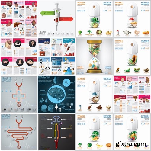 Collection of vector image conceptual business infographics medical #6-25 Eps