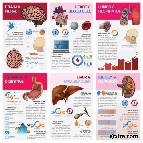 Collection of vector image conceptual business infographics medical #6-25 Eps