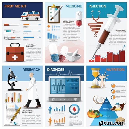 Collection of vector image conceptual business infographics medical #6-25 Eps