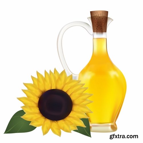 Collection of vector image sunflower oil sunflower bottles 25 Eps