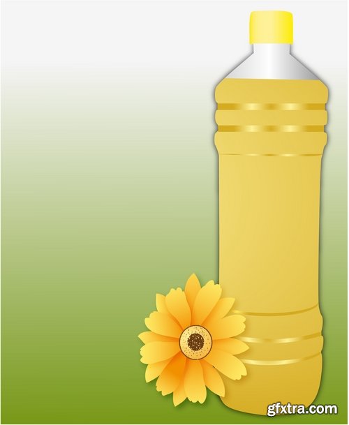 Collection of vector image sunflower oil sunflower bottles 25 Eps