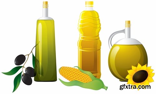 Collection of vector image sunflower oil sunflower bottles 25 Eps