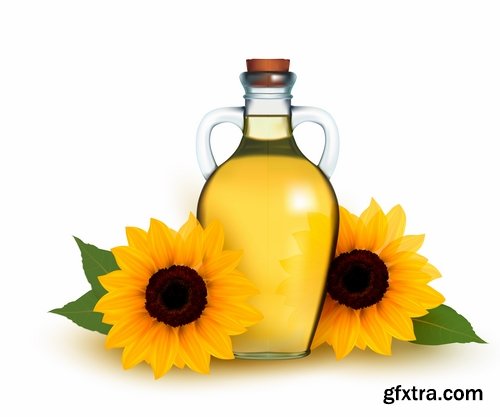 Collection of vector image sunflower oil sunflower bottles 25 Eps