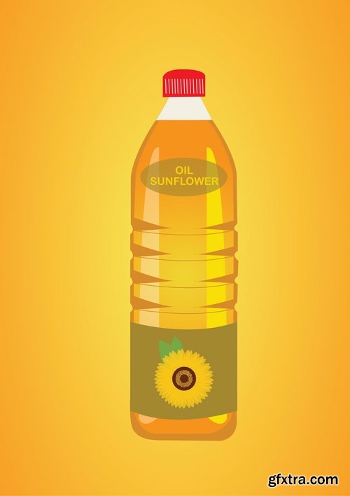 Collection of vector image sunflower oil sunflower bottles 25 Eps