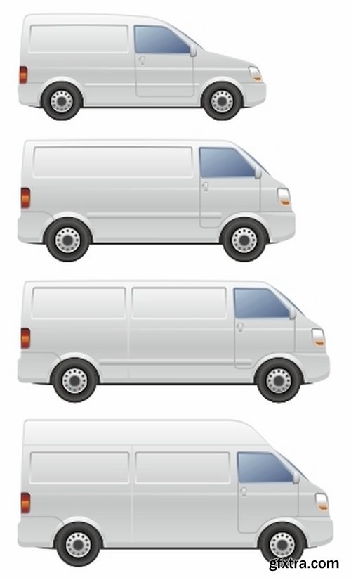 Collection of vector image minivan van commercial vehicle transport 25 Eps