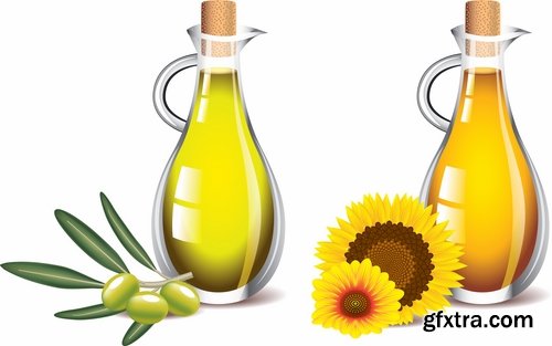 Collection of vector image sunflower oil sunflower bottles 25 Eps