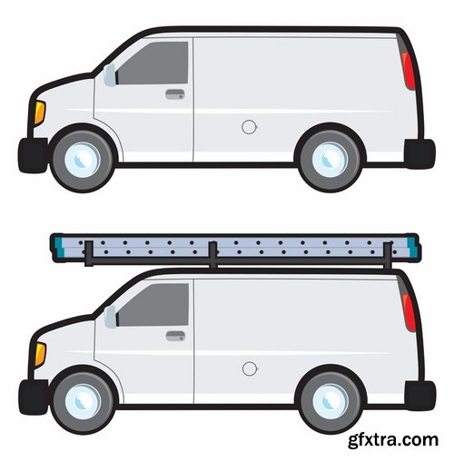 Collection of vector image minivan van commercial vehicle transport 25 Eps