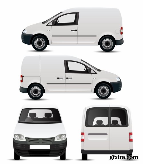 Collection of vector image minivan van commercial vehicle transport 25 Eps