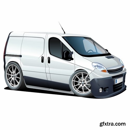 Collection of vector image minivan van commercial vehicle transport 25 Eps