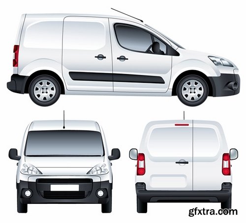 Collection of vector image minivan van commercial vehicle transport 25 Eps