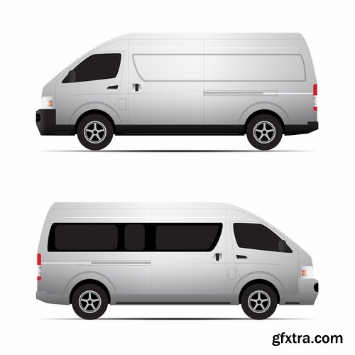 Collection of vector image minivan van commercial vehicle transport 25 Eps