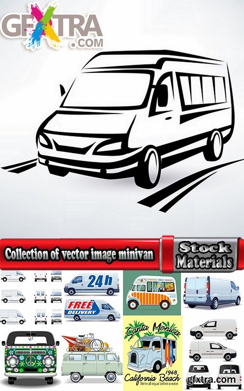 Collection of vector image minivan van commercial vehicle transport 25 Eps