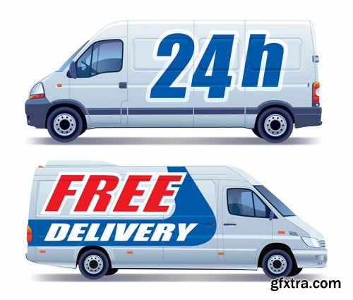 Collection of vector image minivan van commercial vehicle transport 25 Eps