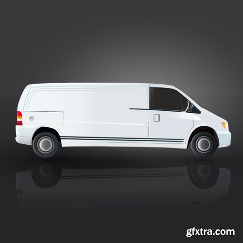 Collection of vector image minivan van commercial vehicle transport 25 Eps