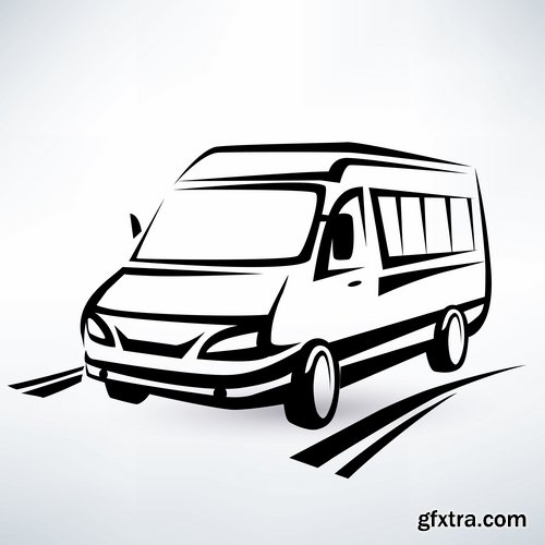 Collection of vector image minivan van commercial vehicle transport 25 Eps