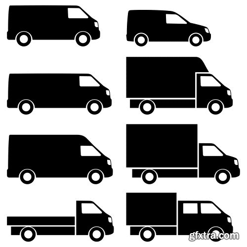 Collection of vector image minivan van commercial vehicle transport 25 Eps