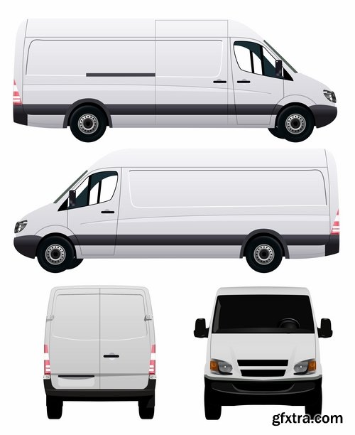 Collection of vector image minivan van commercial vehicle transport 25 Eps