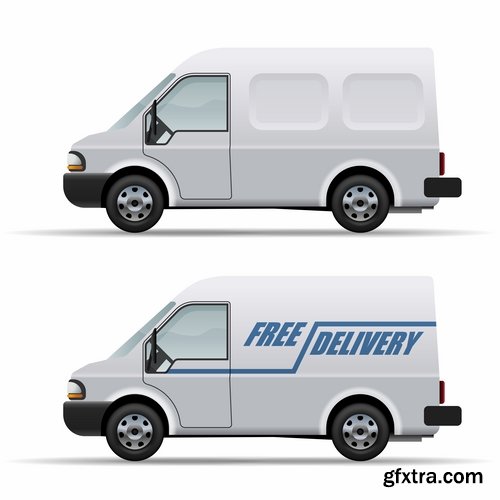 Collection of vector image minivan van commercial vehicle transport 25 Eps