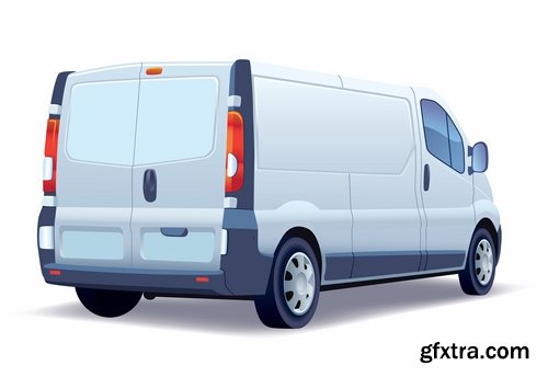 Collection of vector image minivan van commercial vehicle transport 25 Eps