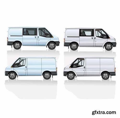 Collection of vector image minivan van commercial vehicle transport 25 Eps