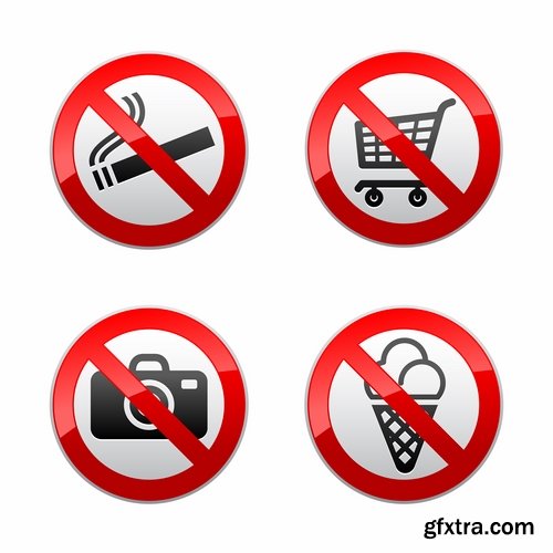 Collection of vector image prohibiting sign ban sign warning icon 25 Eps