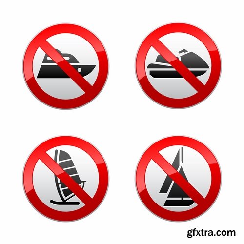 Collection of vector image prohibiting sign ban sign warning icon 25 Eps